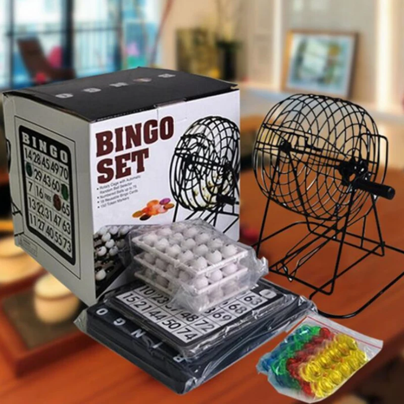 Bingo Set Game Metal Cage Lottery Selection Balls Bingo Game For Party Home