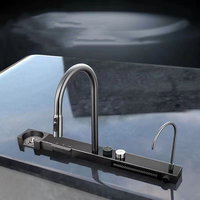 Évier de cuisine multifonction en acier inoxydable noir 304 à touches de piano numériques en cascade, à montage sur plan de travail, avec lave-gobelet