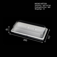 Transparent PET Plastic Packaging Box with Clear White Lid Baking Swiss Roll Cookies Donuts Cake Chocolate Square Tray Pastry
