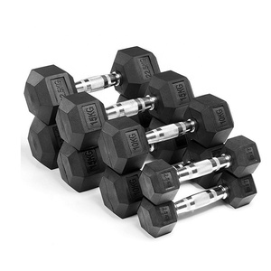 Ensemble d'haltères hexagonales en fonte recouvertes de caoutchouc noir personnalisées pour salle de sport, 20 kg, <span class=keywords><strong>FREDO</strong></span> FRD-012, usage commercial, unisexe, logo personnalisé disponible - Product Image 2