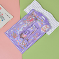 Ensemble de papeterie de dessin animé, comprenant crayon, cahier, règle, gomme, taille-crayon, fournitures scolaires pour étudiants, cadeaux de papeterie
