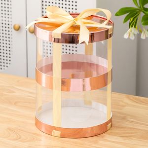 Caixa de Bolo Personalizável de 6 Polegadas com Tampa Dupla Sem Suporte em Ouro Rosé - Product Image 1
