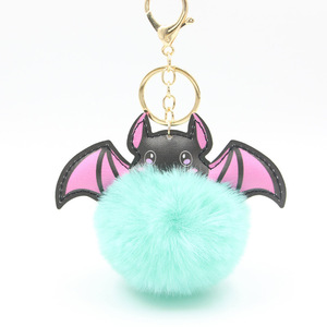 هالوني الكرتون بو الخفافيش القطيفة بوم بوم الكرة رقيق سلسلة المفاتيح لطيف جميل حقيبة حلقة رئيسية قلادة الهدايا للأطفال - Product Image 5