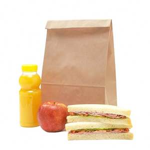 Sacs en papier kraft brun personnalisés ZJPACK, sacs alimentaires recyclés avec impression de logo pour pizza, lait, sushi, gelée, salade, sans poignée - Product Image 1