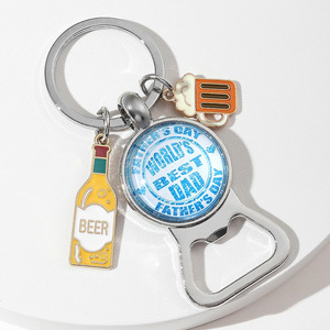 Llavero abridor de botellas de Metal, abridor de botellas de cerveza portátil, llavero de coche, cadena, regalo del Día del Padre, llavero de papá