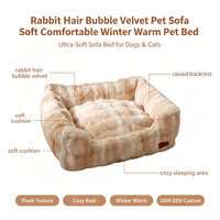 Vente en gros de canapé-lit pour chat en velours bulle beige pour la maison, tailles M, L, XL, rembourrage en coton PP, antidérapant, lavable, tapis de couchage chaud pour animaux de compagnie