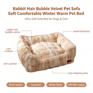 Cama para Gatos em Veludo Bege com Bolhas, Tamanhos M, L, XL, Enchimento de Algodão PP, Antiderrapante, Lavável, Quente, Tapete para Dormir de Animais de Estimação, Venda por Atacado - Product Image 1