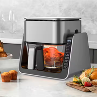 Friteuse à air numérique électrique OEM 1500W en plastique, sans huile, avec écran tactile et fenêtre de visualisation, 2-en-1, pour la maison, vente en gros