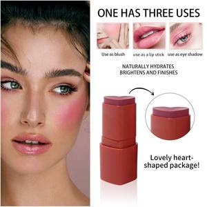 Maquillage pour le visage 3 en 1, tampon de cœur <span class=keywords><strong>crémeux</strong></span>, <span class=keywords><strong>Blush</strong></span> sur bâton, lèvres, joues, yeux, teinte, nouveau <span class=keywords><strong>Blush</strong></span> en forme de cœur végétalien polyvalent, offre spéciale - Product Image 2