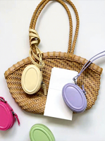 Pochette à bijoux unie tendance avec fermeture éclair, sac de rangement de voyage avec sangle de cou pour bijoux