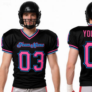 Uniforme de Fútbol Americano de Diseño Moderno de <span class=keywords><strong>Los</strong></span> Ángeles, Material de Poliéster de California, Negro y Rosa, Jersey de Fútbol Americano Universitario Personalizado - Product Image 1