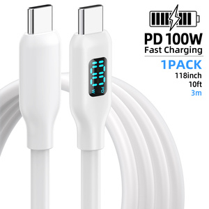 สายชาร์จเร็ว USB-C to USB-C กำลังไฟ 100W PD พร้อมหน้าจอ LED แสดงผล วัสดุซิลิโคน ตัวนำทองแดงแท้ ได้รับการรับรองมาตรฐาน CE สำหรับ<span class=keywords><strong>โทรศัพท์</strong></span>มือถือ ขายดี - Product Image 3