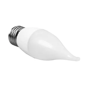 Plastic coated aluminum LED candle lamp 3W 5W 6W E14 E12 E27 B15 pointed foam milk white cover C37 candle bulb