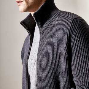 100% di puro <span class=keywords><strong>Cashmere</strong></span> Cardigan quadrato fondale personalizzato maglione <span class=keywords><strong>cappotto</strong></span> per gli uomini chiusura con cerniera taglie forti stagione autunnale - Product Image 1