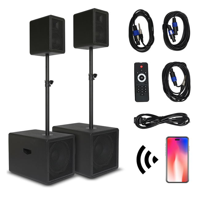 2*12 Inch 3000W DJ Powered PA Speaker System Combo Set with BT USB Drive Read Function SD Card Remote Control Bocina Parlante