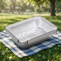 Plateau rectangulaire jetable en aluminium inoxydable argenté pour la cuisson au four, pour usage commercial et traiteur