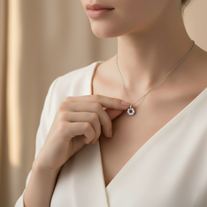 สร้อยคอเงินแท้ 925 ประดับมอสซาไนต์ทรงกลมเล็ก สำหรับผู้หญิง เครื่องประดับแฟชั่น ขายส่ง ของขวัญอัญมณี - Product Image 2