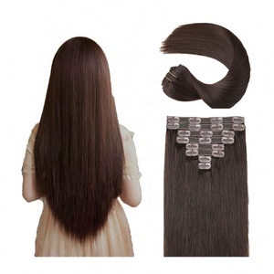 Extensions de cheveux à clips blondes lisses en gros, cheveux vierges Remy 100% humains, extensions de cheveux à clips - Product Image 1