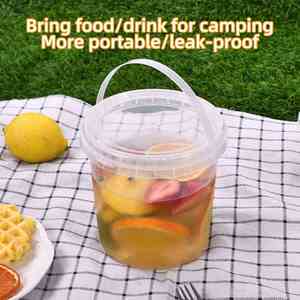 Seau en plastique PP jetable de 1000 ml, gobelets transparents pour thé aux fruits avec poignées - Product Image 2