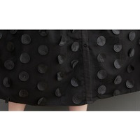 Nouvelle Robe Longue Femme Printemps 2026 Noire en Gros avec Pompons 3D, Jupe Texturée, Boutons sur le Devant, Grande Taille, Manches Longues