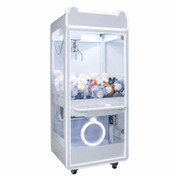 Machine à griffes LED avec oreilles de chat, roulettes, verre trempé, à monnayeur, attrapeur de peluches, taux de gain réglable, pour prix d'arcade