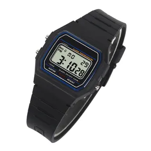 Square shape luxury custom oem alarm stop digital watch 30 meter waterproof men digital watches