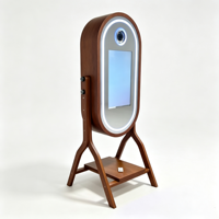 Cermin Layar Sentuh Kayu Oak Oval untuk Photo Booth, Kompatibel dengan Komputer Pribadi, Printer Opsional untuk Pesta Pernikahan, Portabel