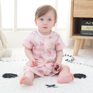 Conjunto de Pijama de Muselina de Algodón de Doble Capa para Bebé, Manga Corta, Estampado de Dinosaurios, Transpirable, para Verano, Ropa para Recién Nacidos y Niños Pequeños, Venta al Por Mayor - Product Image 3