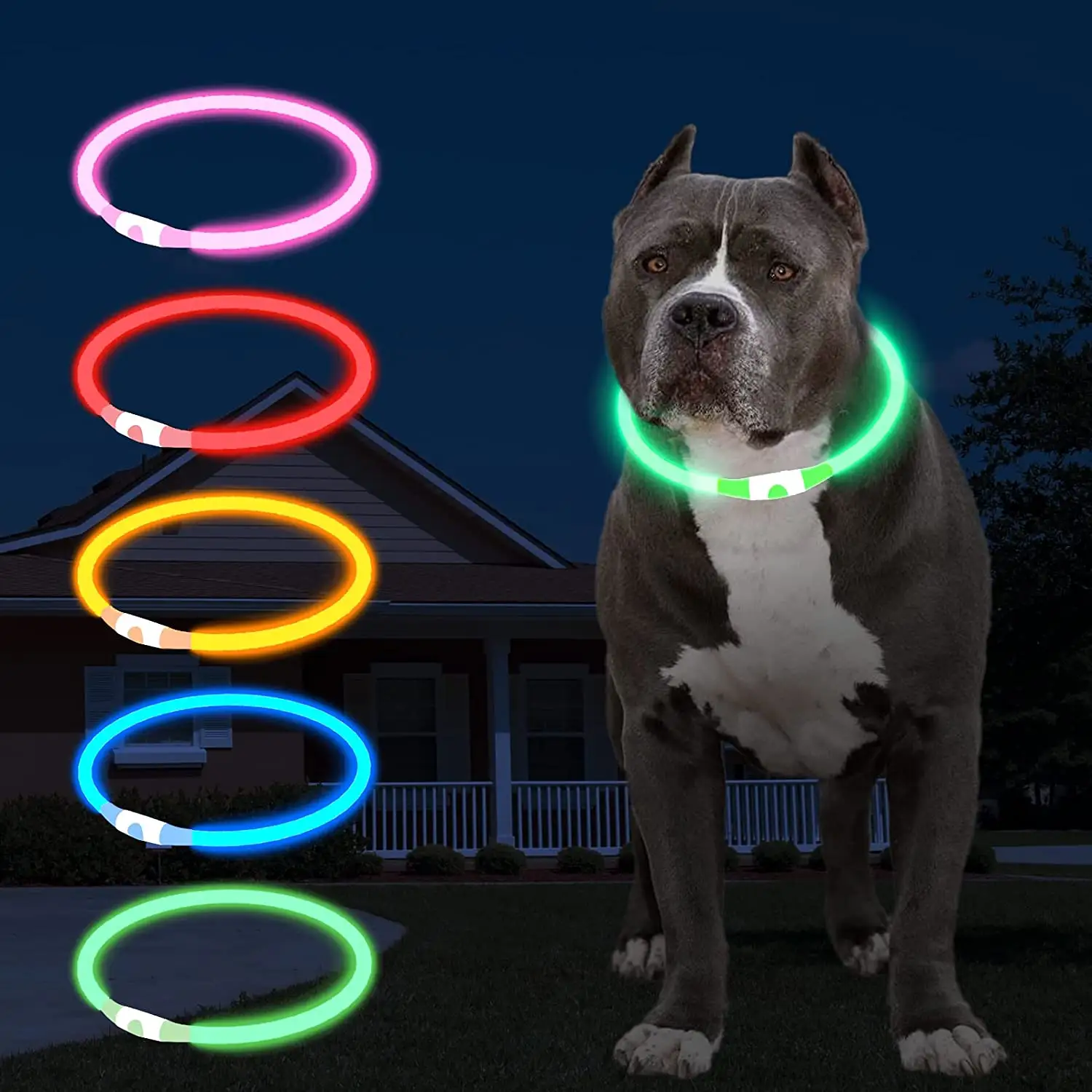 مصباح ليد يصل أطواق كلب USB قابلة للشحن العالمي قابل للتعديل TPU ليلة أطواق للحيوانات الأليفة ل كبير الكلاب الصغيرة المتوسطة