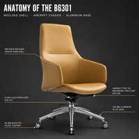 Chaise pivotante en cuir PU durable au design moderne pour bureau, bureau à domicile et atelier, hauteur réglable et fonction d'inclinaison