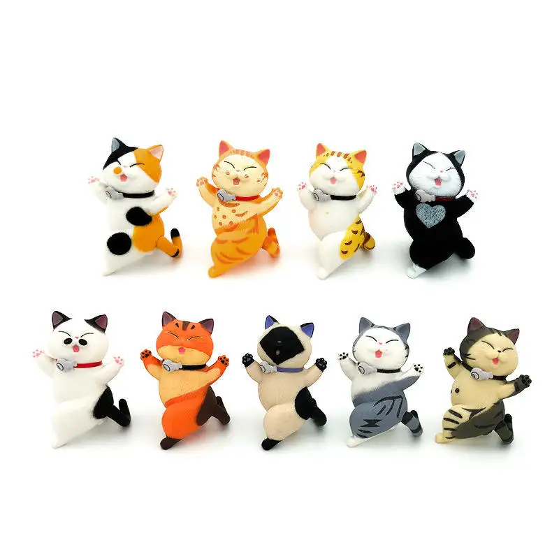 9 PCS Cute Children Japanese Little Cat Micro Landscape Animal Souvenir Decoration Model DIY Toys Set Figure