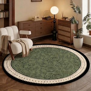Tapis rond EIFFEL HOME, style rétro français, couleur unie, fibre de polyester, lavable, à poils plats, tapis fin pour salon, chambre à coucher - Product Image 1