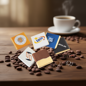 Cuadrados de Chocolate Promocionales Cioco Quadro AL015 Hechos en Italia, Sabores Latte y Fondente, Forma Libre Satinada - Product Image 3