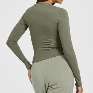 Women's Long Sleeve Yoga Top Solid Color Tight Fit Fitness Wear Autumn Winter Outdoor Sports Shirt - Product Image 1