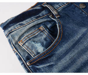 Tela Vaquera de Alta Calidad con Estilo Roto para Ropa Urbana Masculina y Jeans Bordados Estilo Hip Hop a Bajo Precio - Product Image 6