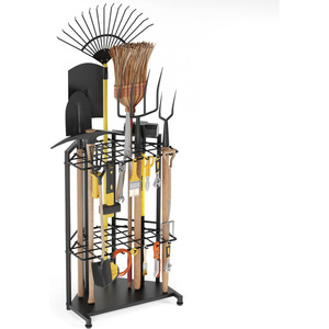 Cross-border corner garage tool rack, 34-compartment large capacity with <b>hooks</b>, patio and <b>garden</b> tool storage rack. - Product Image 1
