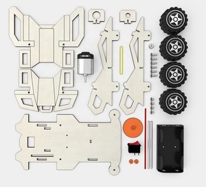 Coche de Carreras de Madera con Forma Geométrica de Cuatro Ruedas Motrices, Modelo X44 - Juguete Educativo para Niños de 5 a 7 Años, Unisex - Product Image 4