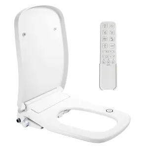 Assento de banheiro com lavagem automática, quadrado inteligente e ajustável, removedor de pressão de água e controle de bidé, cobertura de assento de vaso sanitário