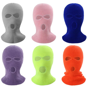 Winter Full Face Balaclava Three Hole Knitted Mask For Outdoor Cycling Windproof Warm Hat Unisex 56-58Cm - Product Image 3