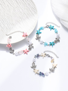 Pendientes Colgantes <span class=keywords><strong>de</strong></span> Tortugas Marinas Plateados Estilo Hawaiano, <span class=keywords><strong>Collar</strong></span> <span class=keywords><strong>de</strong></span> Moda con Piedras Naturales, Estrellas <span class=keywords><strong>de</strong></span> Mar <span class=keywords><strong>y</strong></span> Perlas <span class=keywords><strong>de</strong></span> Vida Marina - Product Image 6