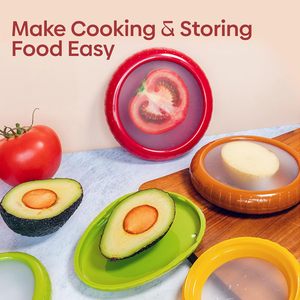 Recipiente de Almacenamiento de Alimentos Reutilizable para Cocina, Recipiente Hermético de Silicona, Caja de Almacenamiento de Alimentos de Grado Alimenticio, Conservador de Alimentos Frescos para Tomate, Limón y Aguacate - Product Image 4