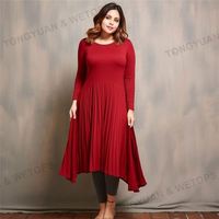 Femmes grande taille vêtements robes élégantes femmes grande taille automne dame longue côte mince solide plissé tricoté pull tenue décontractée