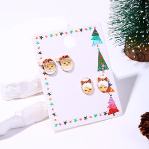 डायमंड क्रिसमस एल्क अदरक स्नोमैन स्टेनलेस स्टील की बालियां असममित एक्स्मास उपहार गहने कान स्टड महिलाओं के लिए - Product Image 4