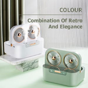 Ventilateur de table portable à brumisation d'eau, double moteur, rafraîchisseur d'air, ventilateur de table rétro - Product Image 3