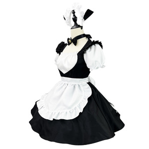 Lolita Maid Costume Black White Cat Ears Cosplay Outfit Anime Role Play Uniform Women's Dress With Apron And Hat - Product Image 4