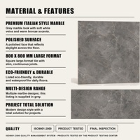 Carrelage en marbre gris de style italien 800x800 mm, poli, carrelage de sol en pierre de luxe pour la décoration intérieure des hôtels modernes et des halls résidentiels