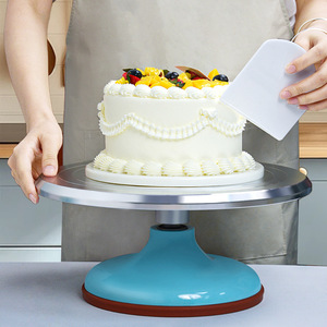 Aluminum Alloy <b>Cake</b> <b>Turntable</b> Rotating Frosting Tray For Home Decorating Round Stainless Steel Stand Blue - Product Image 1