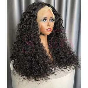 Wholesale Human Hair 13*4 Lace Frontal Wigs 12A Grade Black Color Water Wave Virgin Hair Wigs Suppliers For Black Women