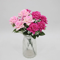 Roses artificielles en velours de soie rouge, bouquet de 7 têtes, durables, respectueuses de l'environnement, pour la décoration de la maison, de mariage, de la Saint-Valentin et de Pâques