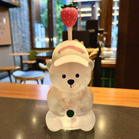 Tazas de vidrio con tapa y pajita, con logotipo personalizado, diseño de fresa 2026, gorra de béisbol, oso de peluche de fútbol, taza de café, para regalo